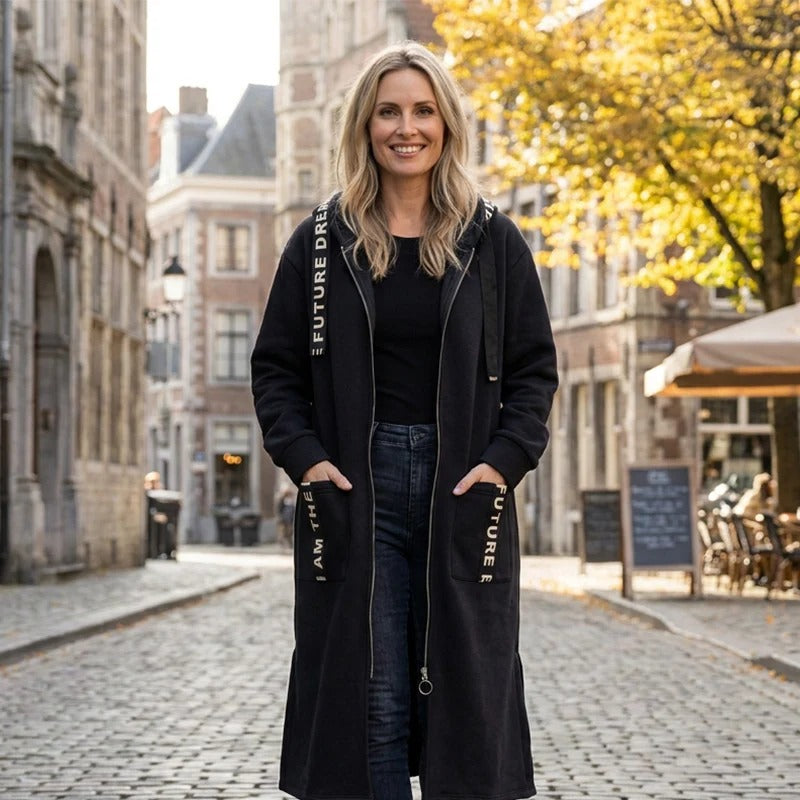 Abrigo oversize con capucha para mujer