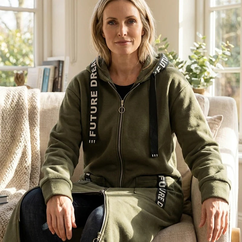 Abrigo oversize con capucha para mujer