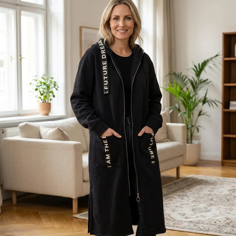 Abrigo oversize con capucha para mujer