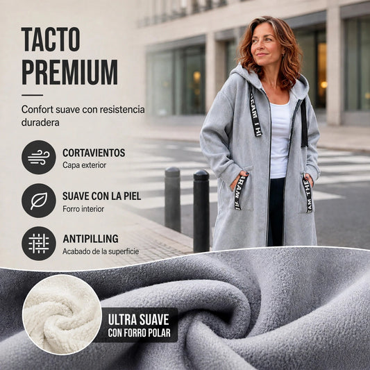 Abrigo oversize con capucha para mujer