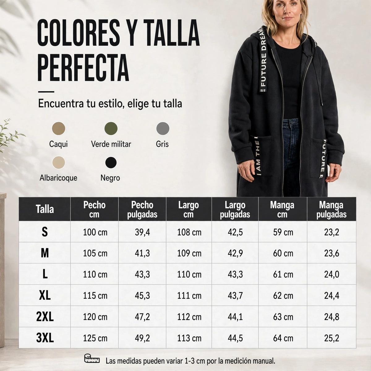 Abrigo oversize con capucha para mujer